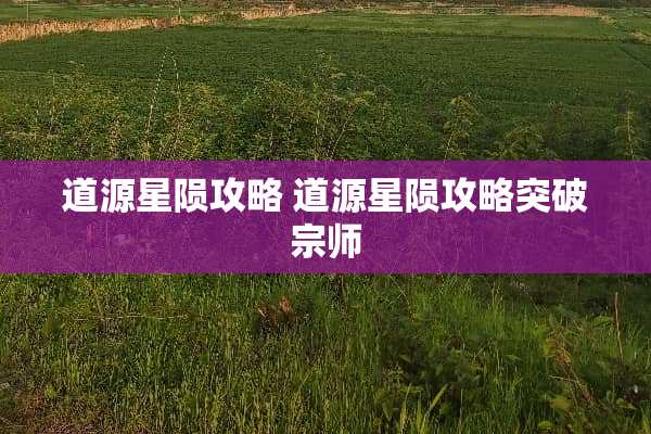 道源星陨攻略 道源星陨攻略突破宗师
