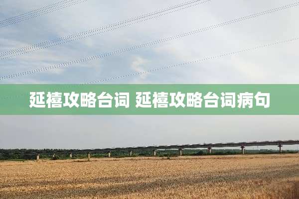 延禧攻略台词 延禧攻略台词病句