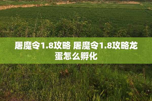 屠魔令1.8攻略 屠魔令1.8攻略龙蛋怎么孵化