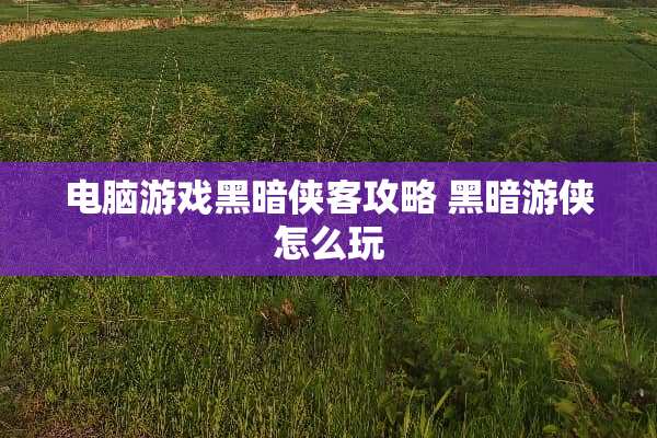 电脑游戏黑暗侠客攻略 黑暗游侠怎么玩