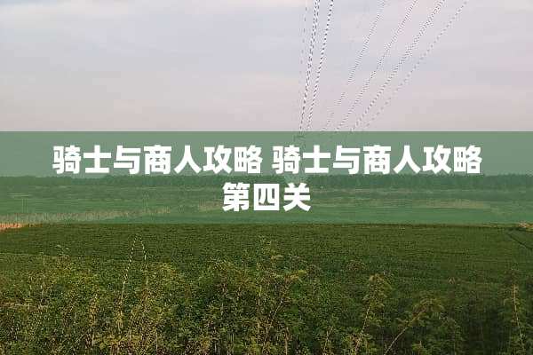 骑士与商人攻略 骑士与商人攻略第四关