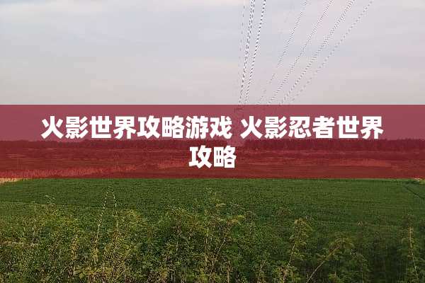 火影世界攻略游戏 火影忍者世界攻略
