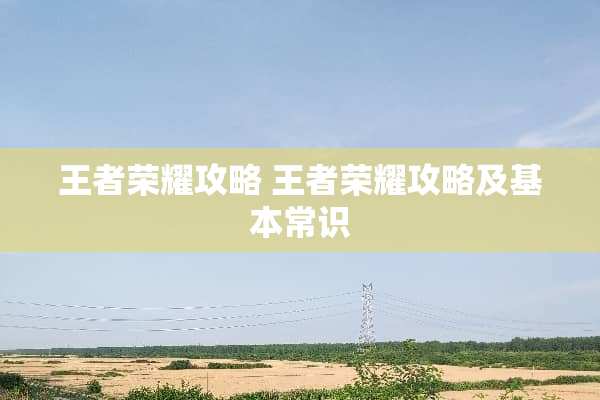 王者荣耀攻略 王者荣耀攻略及基本常识