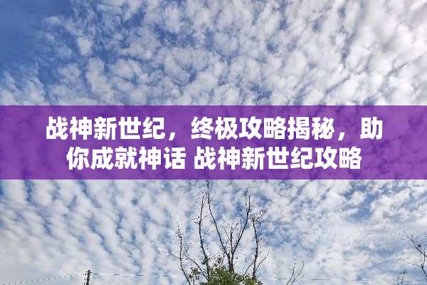 战神新世纪，终极攻略揭秘，助你成就神话 战神新世纪攻略