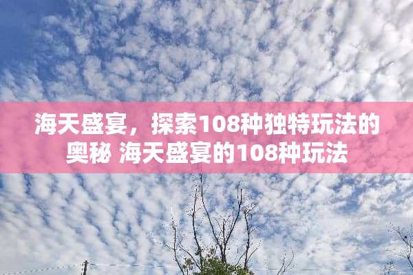 海天盛宴，探索108种独特玩法的奥秘 海天盛宴的108种玩法