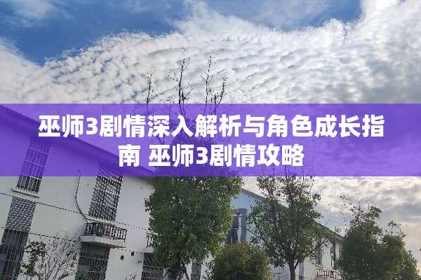 巫师3剧情深入解析与角色成长指南 巫师3剧情攻略