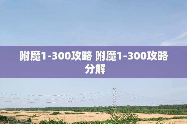附魔1-300攻略 附魔1-300攻略 分解
