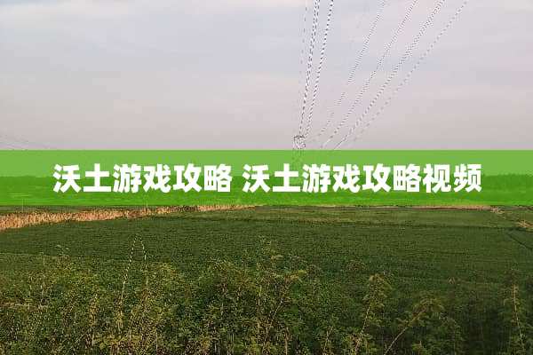 沃土游戏攻略 沃土游戏攻略视频