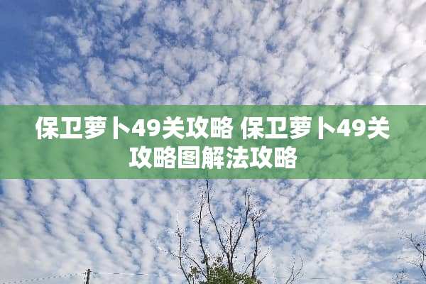 保卫萝卜49关攻略 保卫萝卜49关攻略图解法攻略
