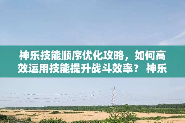 神乐技能顺序优化攻略，如何高效运用技能提升战斗效率？ 神乐技能顺序