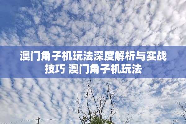 **角子机玩法深度解析与实战技巧 **角子机玩法