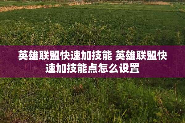 英雄联盟快速加技能 英雄联盟快速加技能点怎么设置