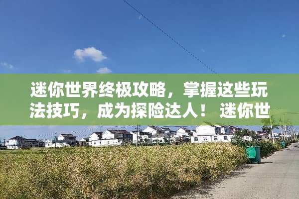迷你世界终极攻略，掌握这些玩法技巧，成为探险达人！ 迷你世界玩法攻略