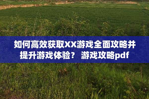 如何高效获取XX游戏全面攻略并提升游戏体验？ 游戏攻略pdf