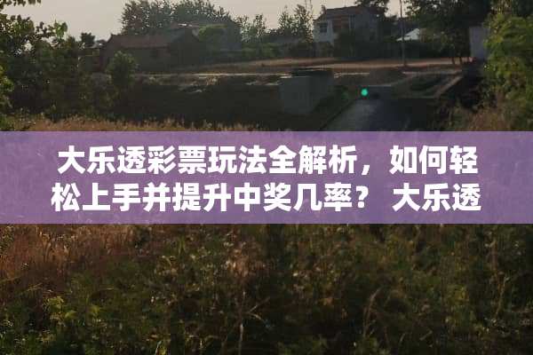 大乐透**玩法全解析，如何轻松上手并提升**几率？ 大乐透**玩法介绍