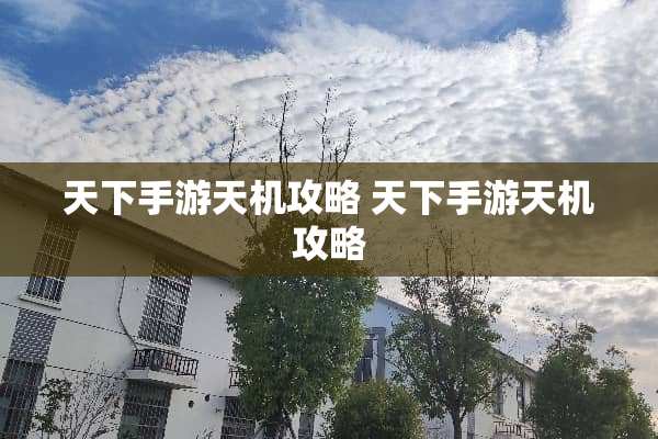天下手游天机攻略 天下手游天机攻略