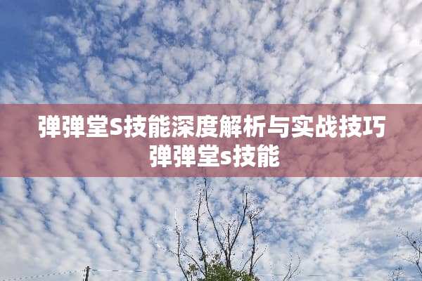 弹弹堂S技能深度解析与实战技巧 弹弹堂s技能