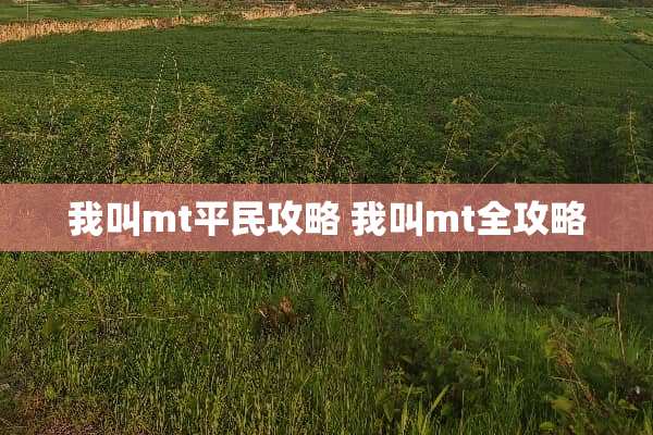 我叫mt平民攻略 我叫mt全攻略