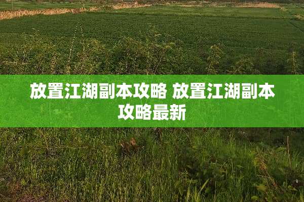 放置江湖副本攻略 放置江湖副本攻略最新