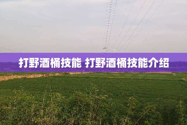 打野酒桶技能 打野酒桶技能介绍