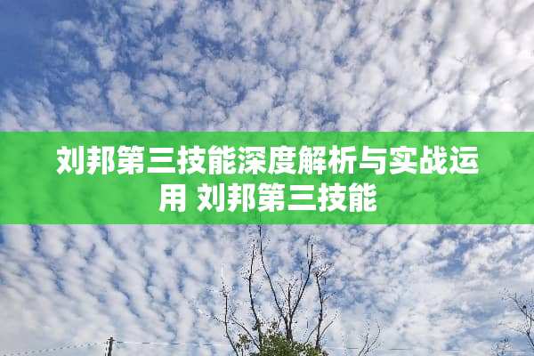 刘邦第三技能深度解析与实战运用 刘邦第三技能
