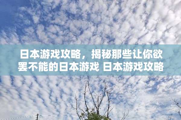 日本游戏攻略，揭秘那些让你欲罢不能的日本游戏 日本游戏攻略