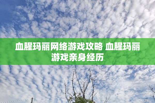 血腥玛丽网络游戏攻略 血腥玛丽游戏亲身经历