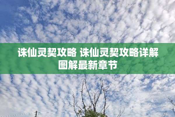 诛仙灵契攻略 诛仙灵契攻略详解图解最新章节