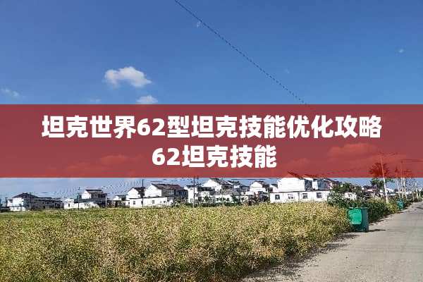坦克世界62型坦克技能优化攻略 62坦克技能