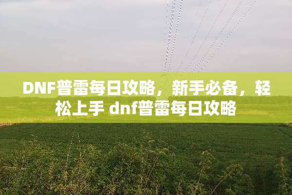 DNF普雷每日攻略，新手必备，轻松上手 dnf普雷每日攻略