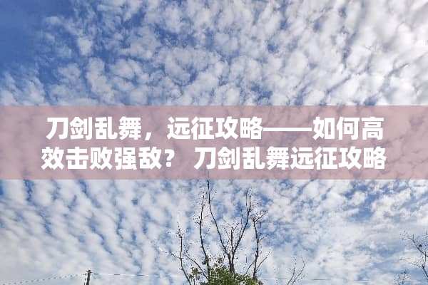 刀剑乱舞，远征攻略——如何高效击败强敌？ 刀剑乱舞远征攻略