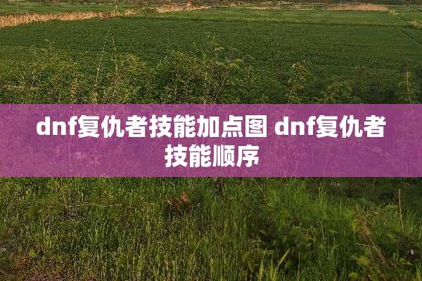 dnf复仇者技能加点图 dnf复仇者技能顺序
