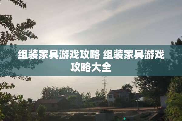 组装家具游戏攻略 组装家具游戏攻略大全