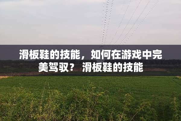 滑板鞋的技能，如何在游戏中完美驾驭？ 滑板鞋的技能