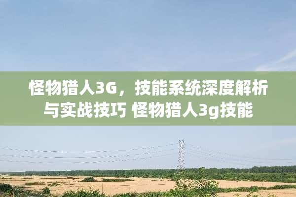 怪物猎人3G，技能系统深度解析与实战技巧 怪物猎人3g技能