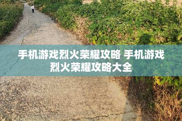 手机游戏烈火荣耀攻略 手机游戏烈火荣耀攻略大全