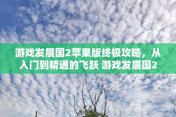 游戏发展国2苹果版终极攻略，从入门到精通的飞跃 游戏发展国2攻略苹果