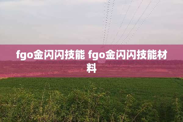fgo金闪闪技能 fgo金闪闪技能材料