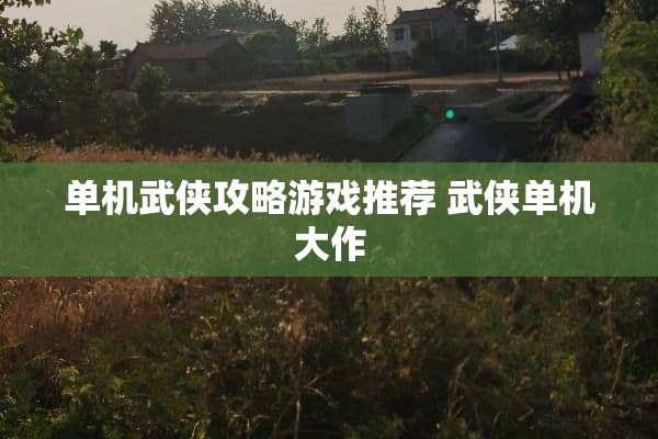 单机武侠攻略游戏推荐 武侠单机大作