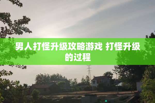 男人打怪升级攻略游戏 打怪升级的过程