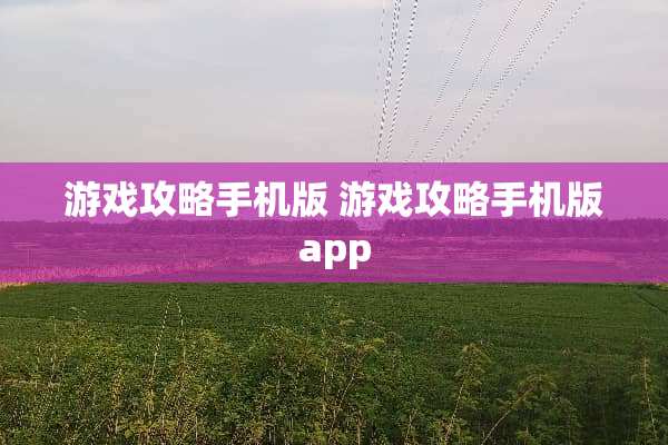 游戏攻略手机版 游戏攻略手机版app
