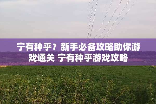 宁有种乎？新手必备攻略助你游戏通关 宁有种乎游戏攻略