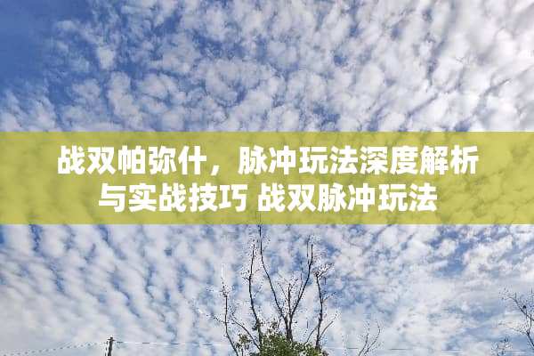 战双帕弥什，脉冲玩法深度解析与实战技巧 战双脉冲玩法