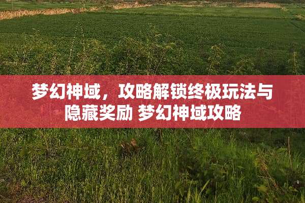 梦幻神域，攻略解锁终极玩法与隐藏奖励 梦幻神域攻略
