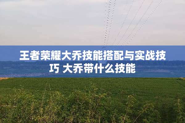 王者荣耀大乔技能搭配与实战技巧 大乔带什么技能