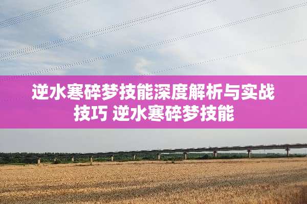 逆水寒碎梦技能深度解析与实战技巧 逆水寒碎梦技能