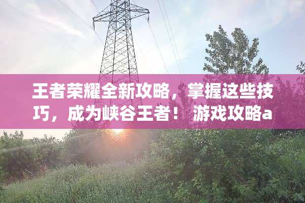 王者荣耀全新攻略，掌握这些技巧，成为峡谷王者！ 游戏攻略app手游