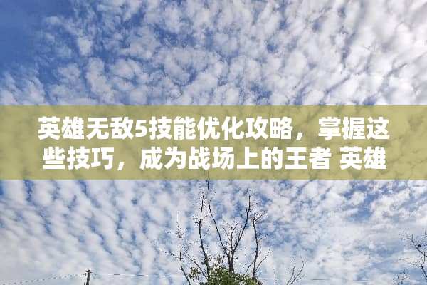 英雄无敌5技能优化攻略，掌握这些技巧，成为战场上的王者 英雄无敌5技能