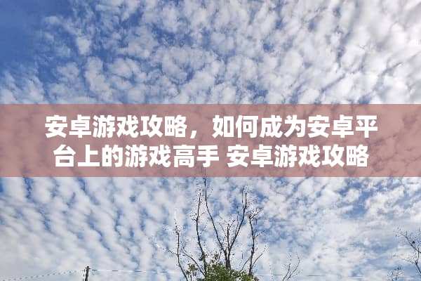 安卓游戏攻略，如何成为安卓平台上的游戏高手 安卓游戏攻略