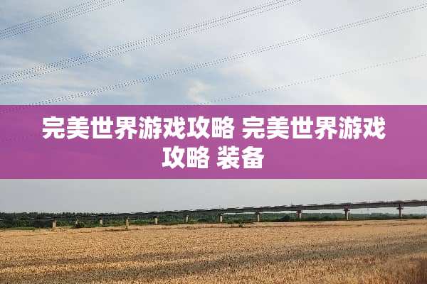完美世界游戏攻略 完美世界游戏攻略 装备